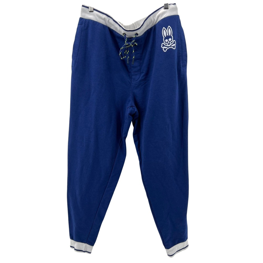 Psycho Bunny Mens Royal Blue Logo Jogger Sweatpants XL Robert Godley Drawstring